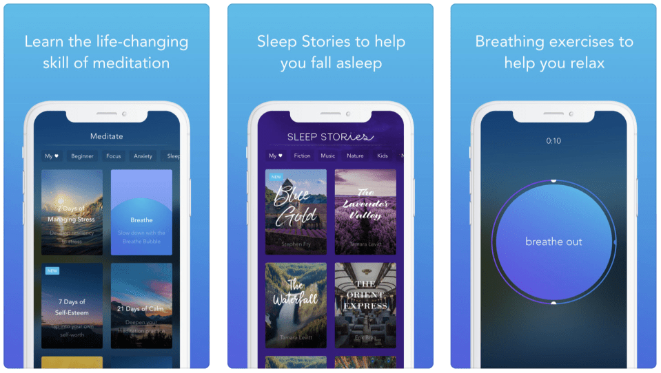  Calm is a great sleep app themed in the peaceful colour blue