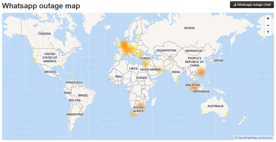  Hotspots for the outage cropped up across the globe, with European users suffering in particular