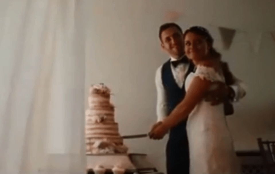 A wedding couple's big day cake cutting was interrupted when guests erupted in cheers after England scored against Sweden