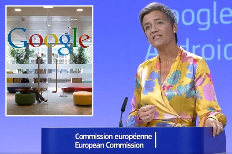  Google faces a record fine from the EU over antitrust practices, as revealed by competitions boss Margrethe Vestager