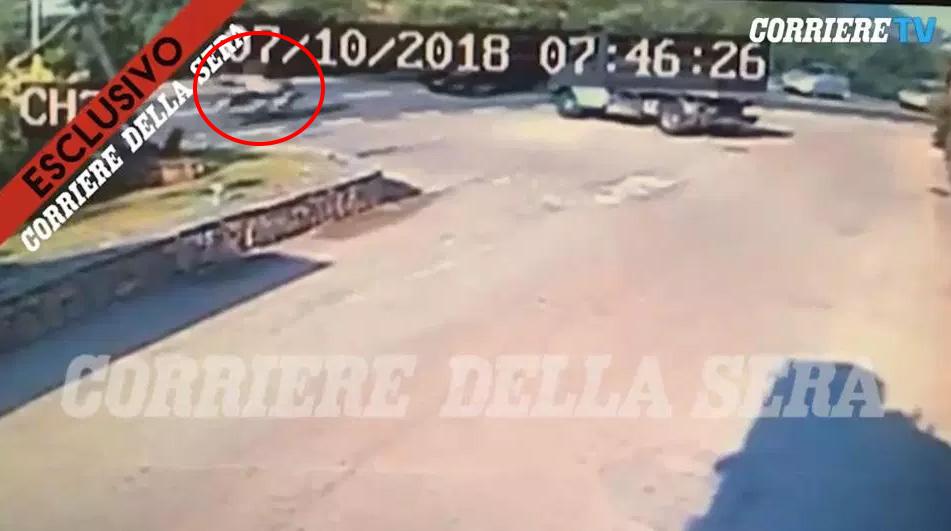 CCTV footage shows the moment George Clooney collided head-on with a Mercedes in Sardinia