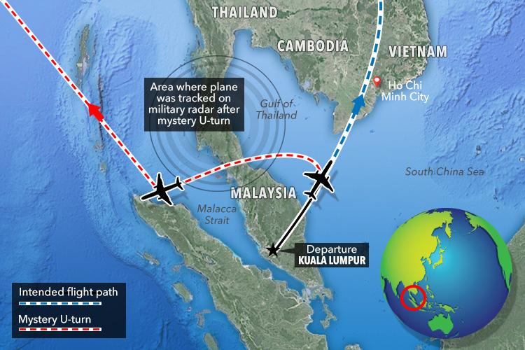  Malaysia Airlines Flight MH370 took off from Kuala Lumpur and was heading to Beijing with 239 people on board