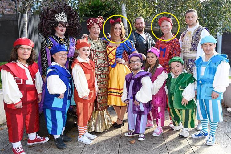  Lucy-Jo Hudson and Lewis Devine with fellow panto pals from Snow White