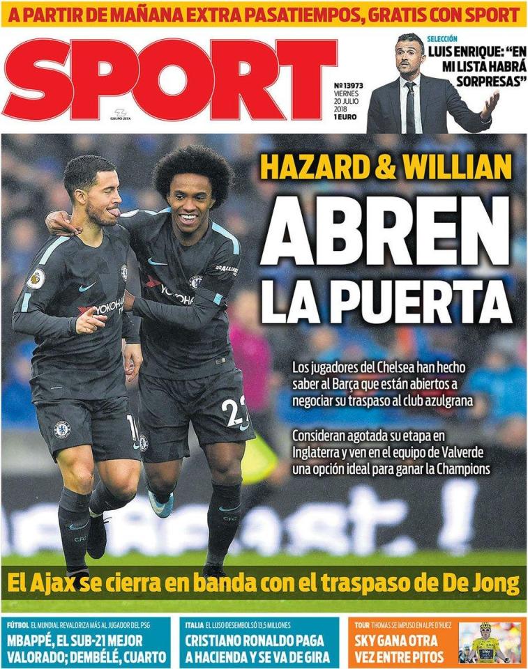  Sport featured the duo on its front page