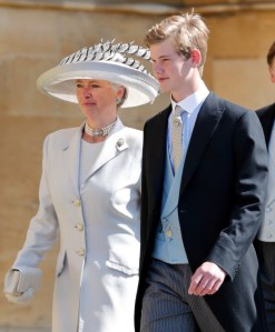  Tiggy and her son Tom attending Prince Harry's and Megan Markle's marriage