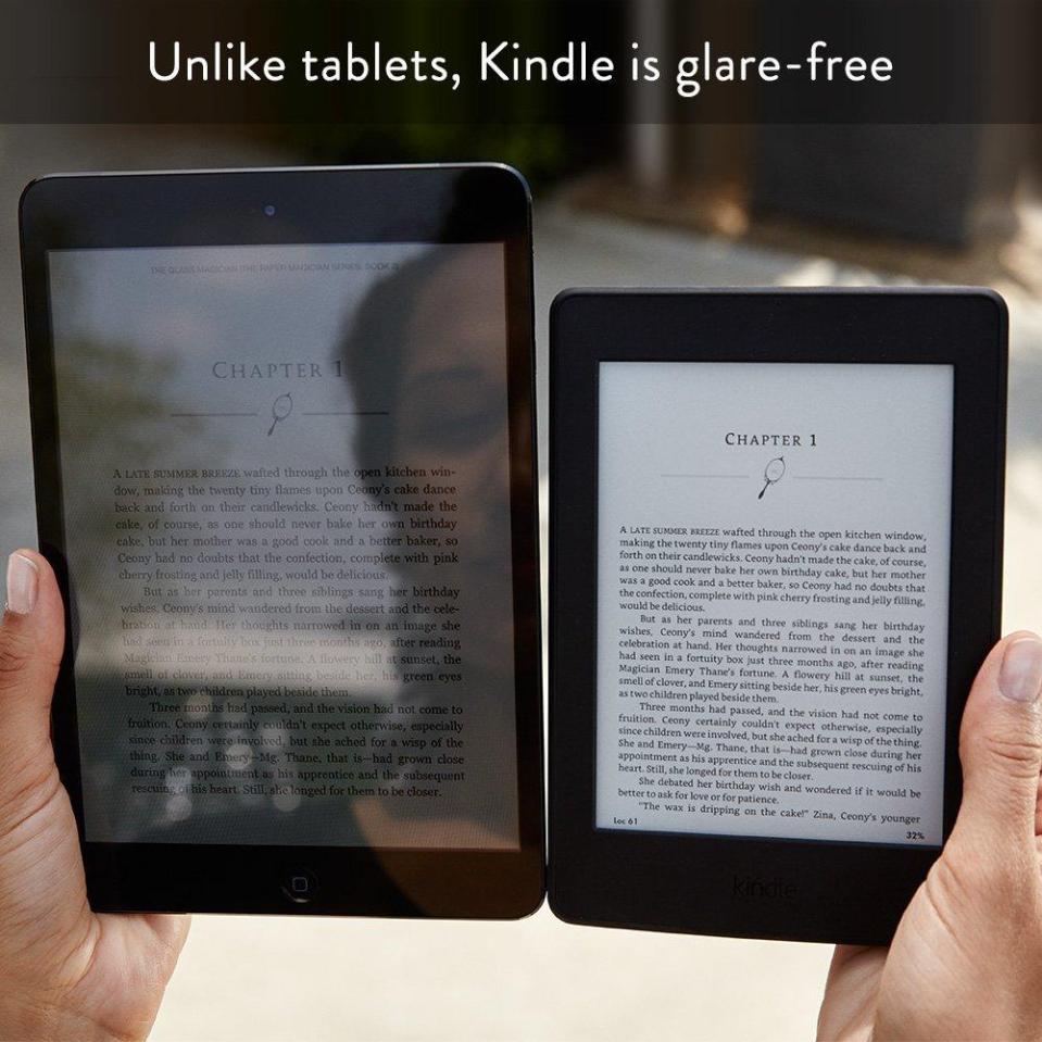  The Kindle's unique screen means it's much easier to read in sunlight compared to a tablet