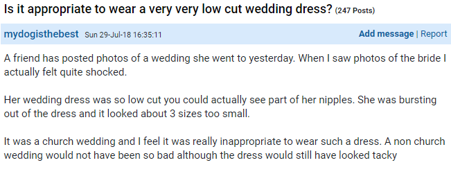  A Mumsnet user has taken to the parenting site to voice their concerns over another woman's wedding dress