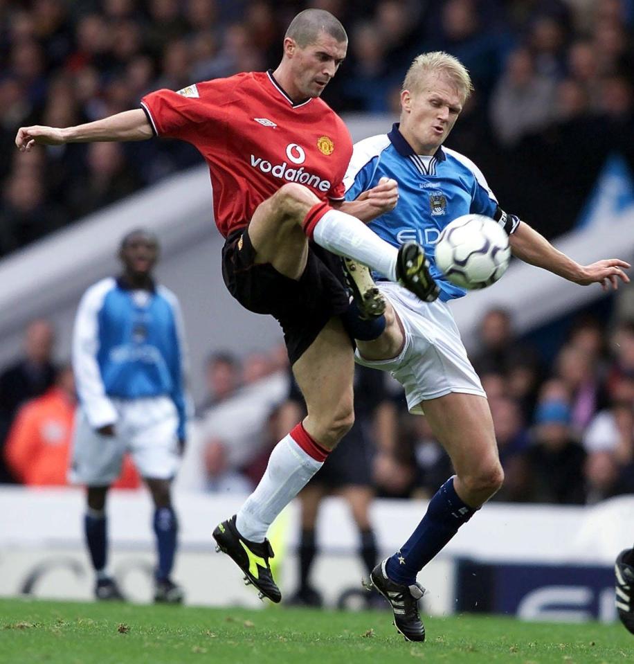  Haaland's dad Alf-Inge in action against his nemesis Roy Keane