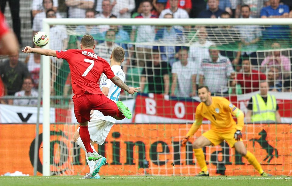  Wilshere firing in a brilliant goal against Slovenia - one of his best moments in an England shirt