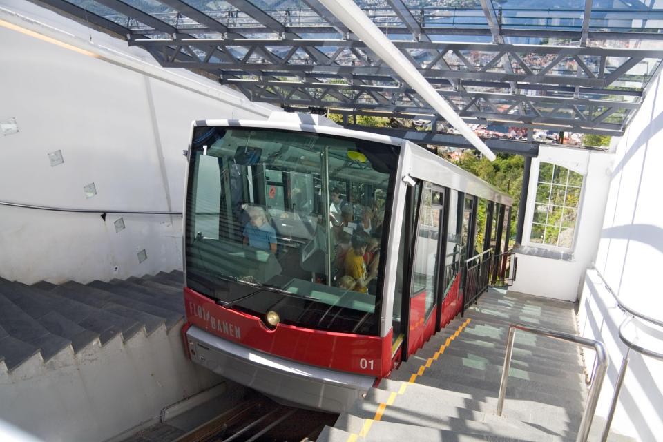  A funicular railway going up Mount Floyen