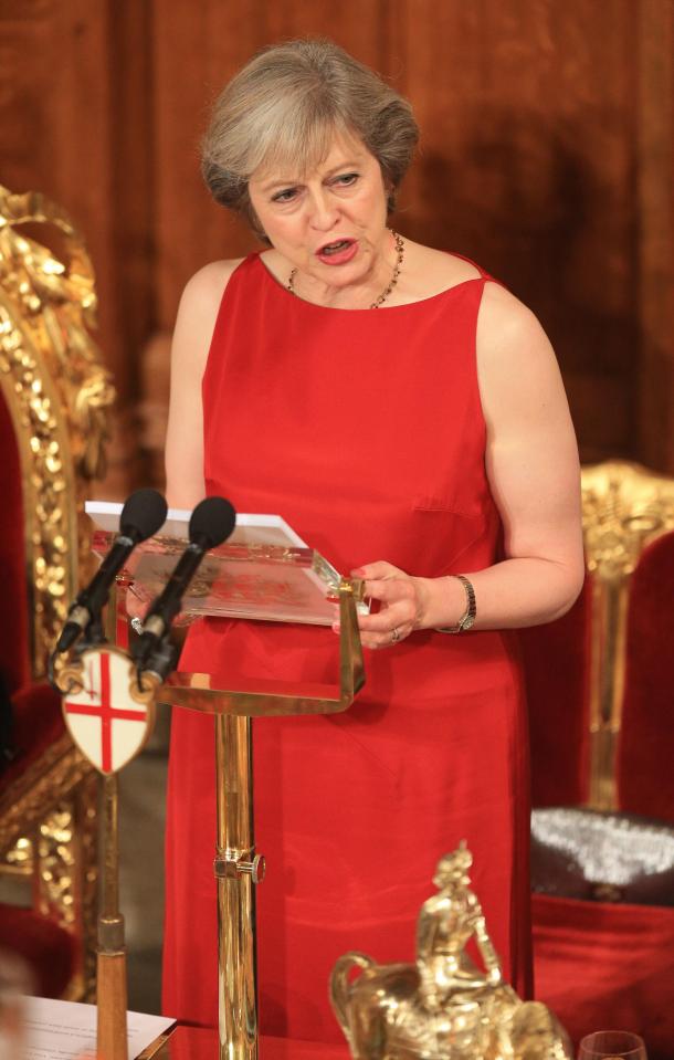  The PM first wore this red silk dress for her inaugural Lord Mayor's Banquet in 2016