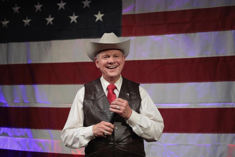  Roy Moore speaking at a Republican rally in September 2017 in Alabama