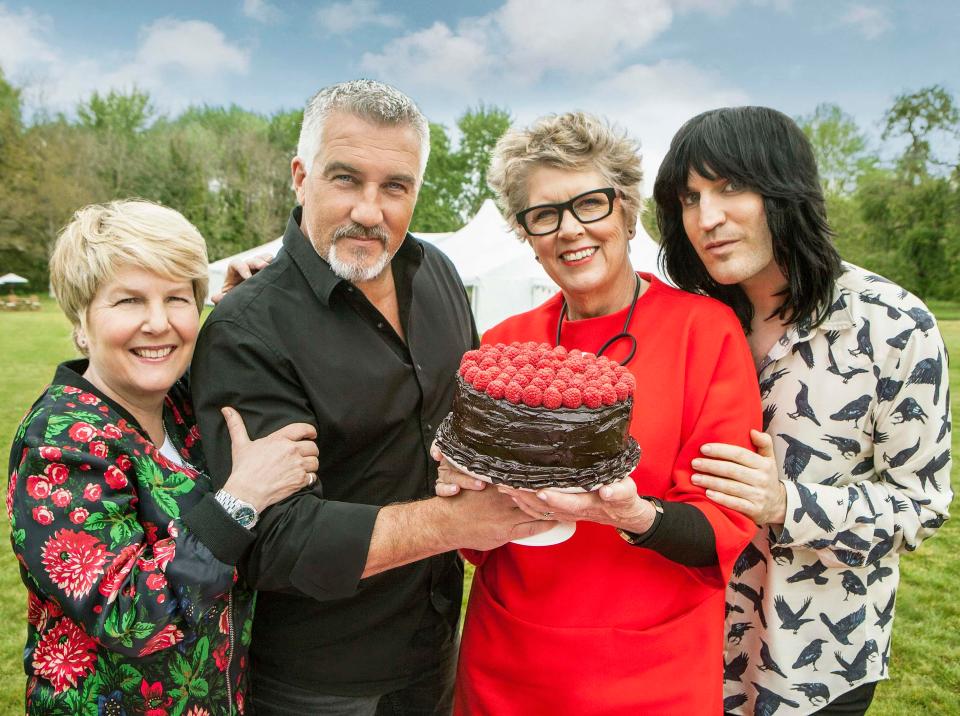  The GBBO team including Paul Hollywood and Noel Fielding try desperately to keep hopefuls calm in hot weather