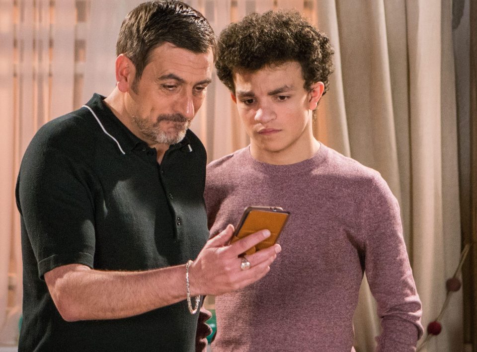  Alex Bain, right, as Simon Barlow in Coronation Street with his on-screen dad Peter Barlow, left