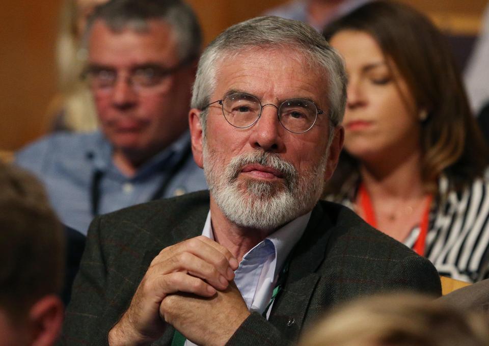  A bomb has been thrown at former Sinn Fein leader Gerry Adams' home, the party says