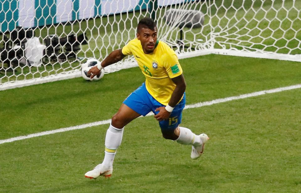 Paulinho scored against Serbia in Brazils final group game