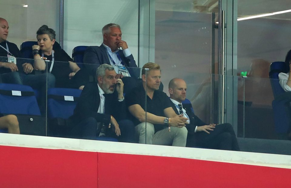  Peter Schmeichel watches son Kasper in action against Croatia