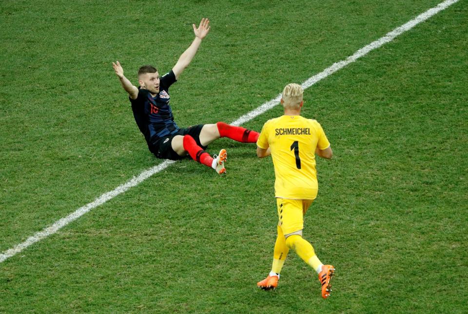  Ante Rebic appeals for penalty after being taken out in the box