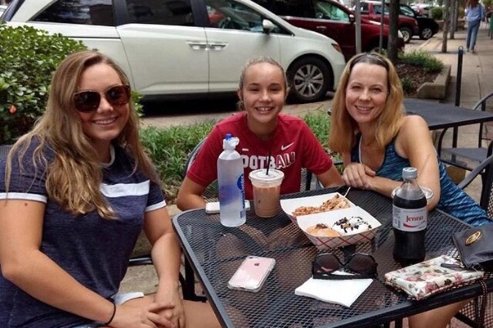  Stefanie, far left, with her sister Brooke and mother Stacey, who were also injured