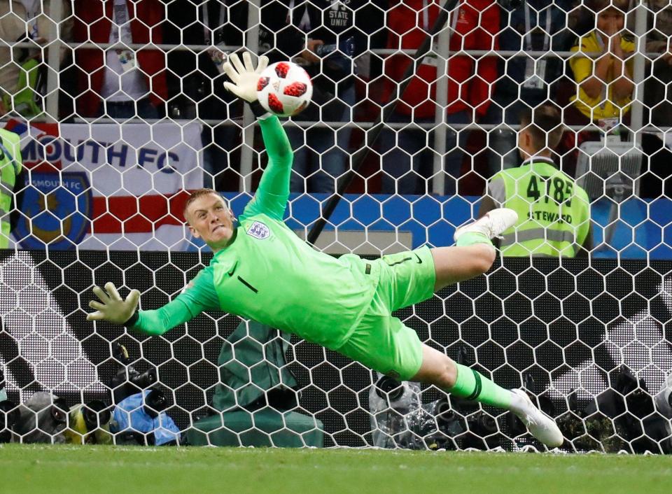  Pickford produced a sensational save to deny Carlos Bacca in the penalty shootout