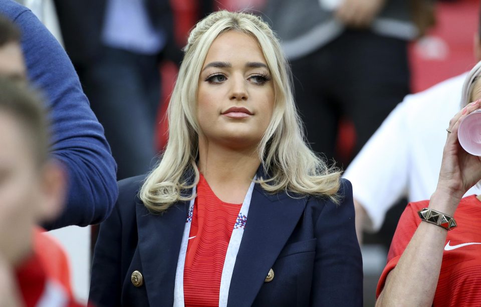  Pickford's girlfriend Megan Davinson was snapped in the crowd supporting the England hero