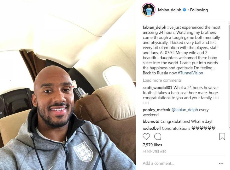  Delph posted a picture on Instagram of him on the plane and heading back to Russia