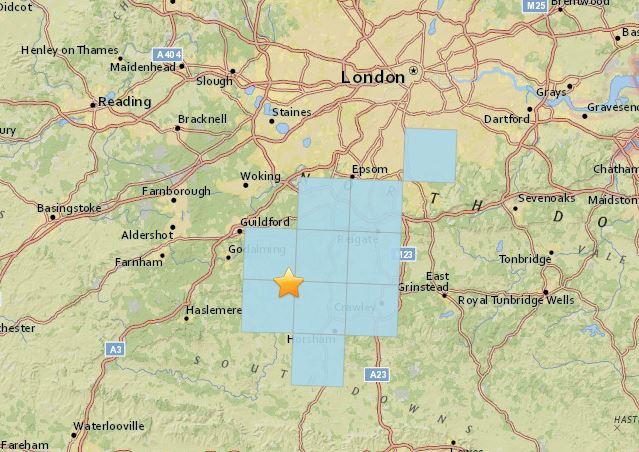  The earthquake's epicentre was just west of Crawley near Gatwick Airport