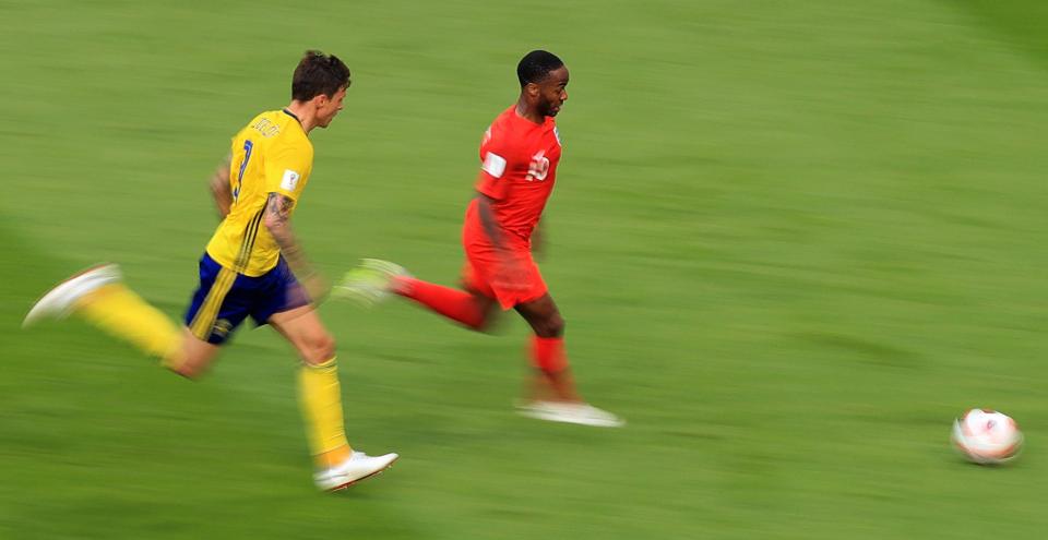  Raheem Sterling tore Sweden's defence to shreds with his pace behind the back line