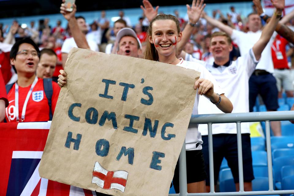  England fans chanted 'It's coming home' throughout the World Cup