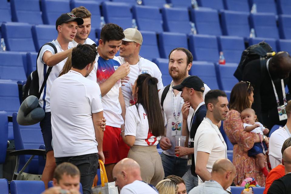  Goalscorer Harry Maguire was congratulated by his family