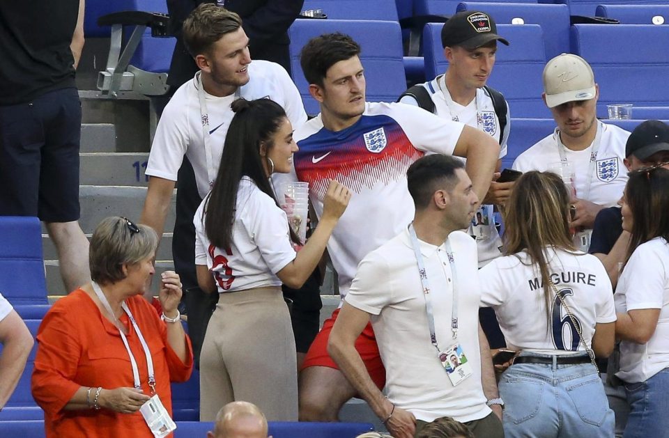  Goalscorer Harry Maguire also made his way into the stands to chat with family after the win