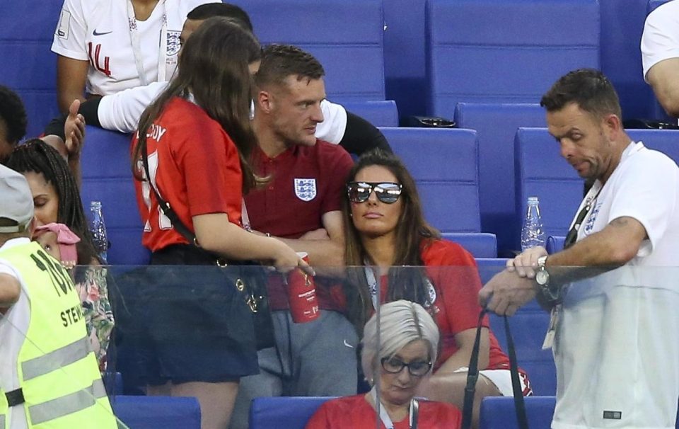  Jamie Vardy met his wife Rebekah and children in the Samara stands after the match