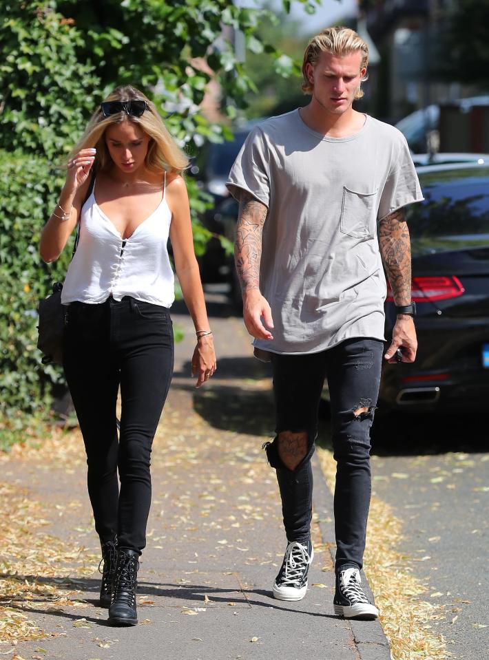  Loris Karius and US model Daniella Grace go out for breakfast in Cheshire on Monday morning