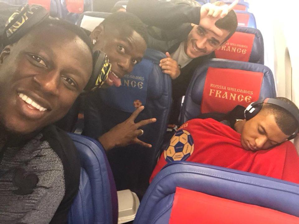 Kylian Mbappe was mocked for falling asleep on plane to St Petersburg