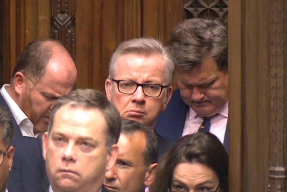  Michael Gove was in the audience in the Commons and was seen nodding as the PM spoke