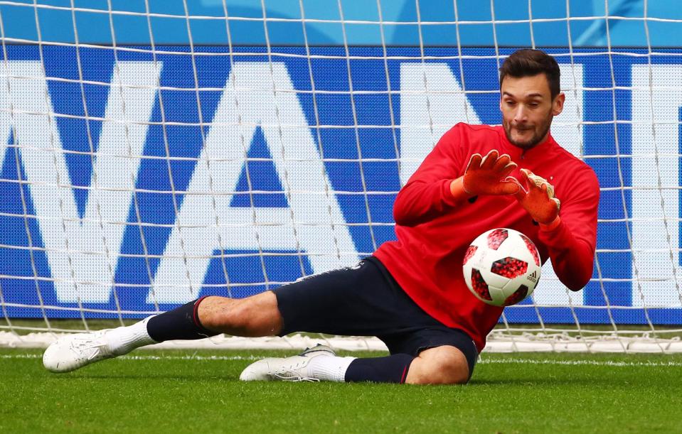 France captain Hugo Lloris trains ahead of tomorrow's clash against Belgium