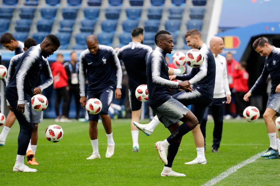 Nearly all of the France squad trained at Krestovsky Stadium on Monday