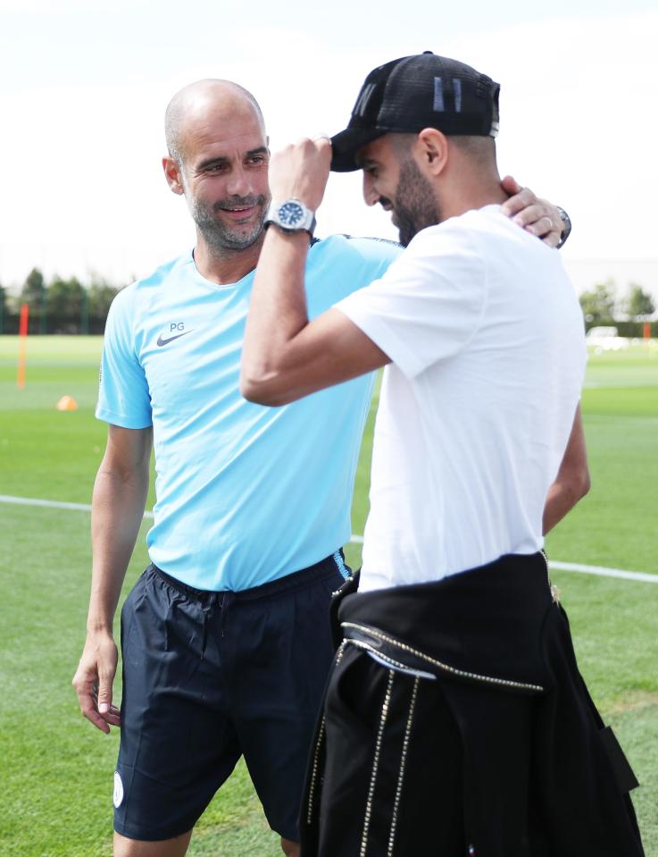  Pep Guardiola with Pep Guardiola at City's Etihad training complex