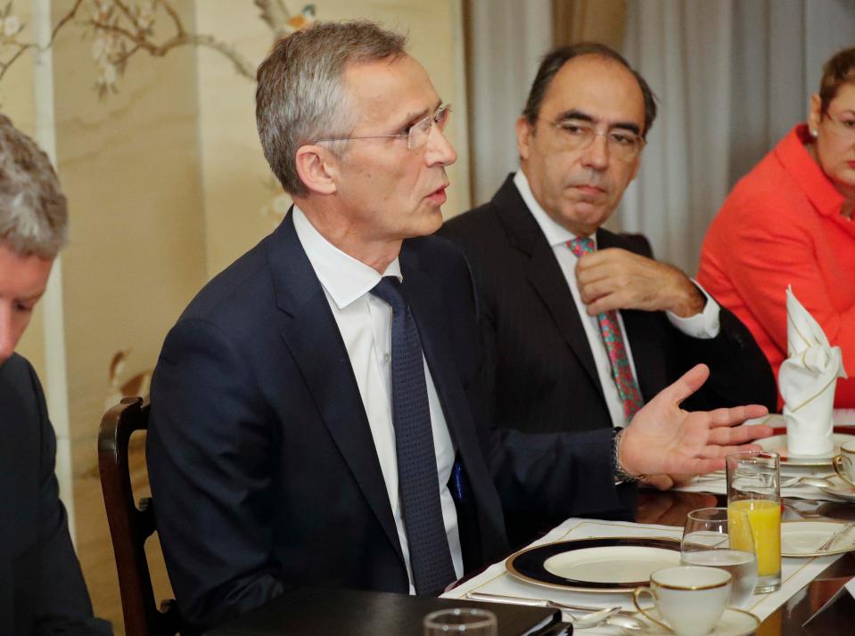  Nato chief Stoltenberg appeared to listen patiently as Trump ranted about Germany and its defence spending