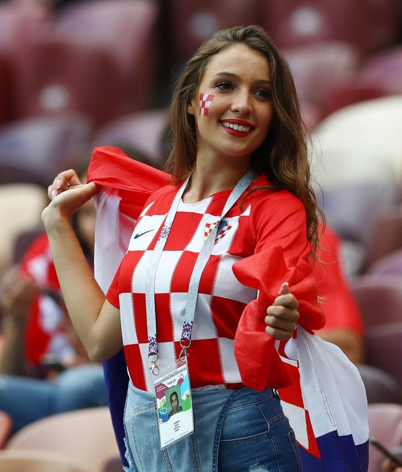 A Croatia supporter looks happy to be in a World Cup semi-final