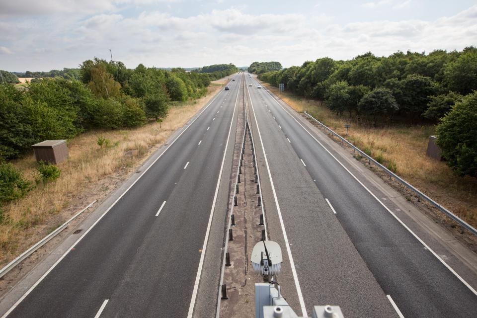 The A11 is almost empty near Newmarket in Suffolk