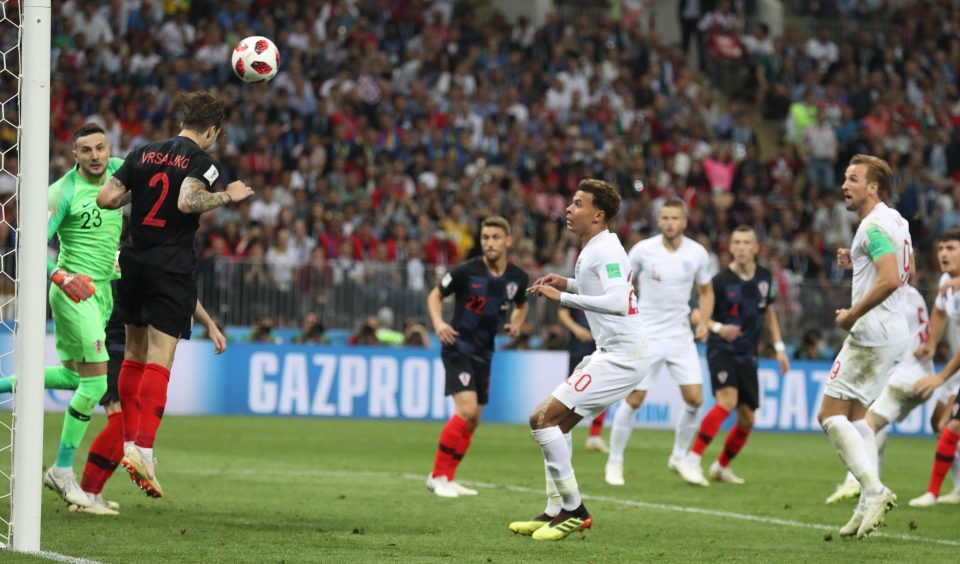 Vrsaljko denied England a stoppage time goal when he headed off the line from John Stones