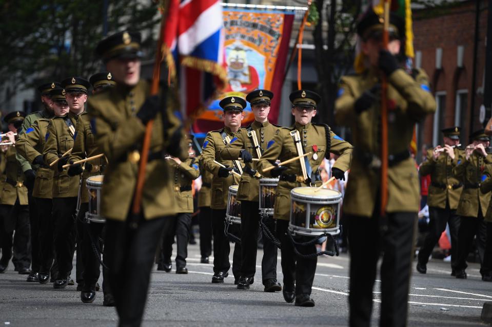  Members of the Orange Order and their supporters take part in the Twelfth of July parade