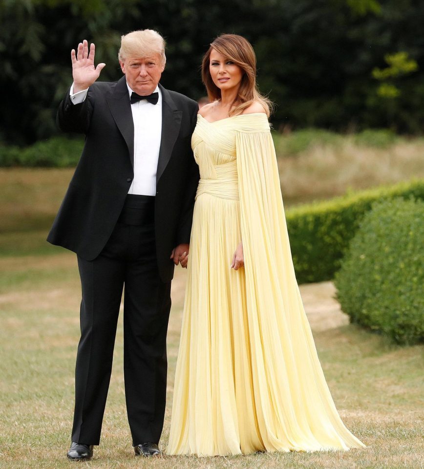  Melania looked suitably glamorous for a lavish dinner at Blenheim Palace near Oxford last night