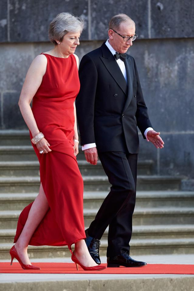  The PM attended a dinner gala at Blenheim Palace last night with husband Philip May