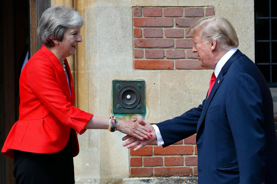  The pair appeared warm when they met today after Mr Trump's Brexit comments