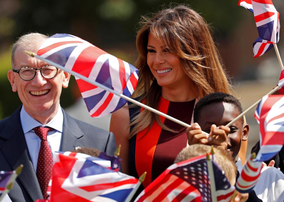  Philip May and Melania looked to be enjoying themselves during the official visit, waving British flags outside