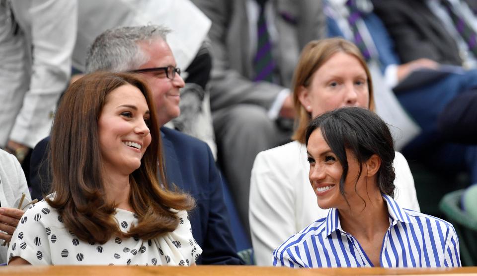  You've got to be kidding... Meg and Kate have a laugh as they enjoy a girls' day out at Wimbledon