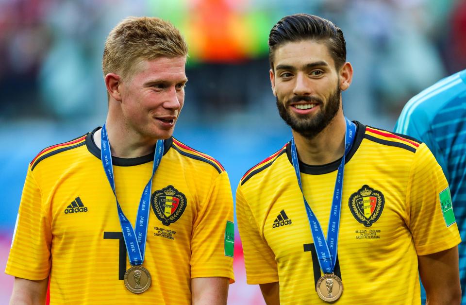  De Bruyne, left, helped Belgium to third, beating England twice