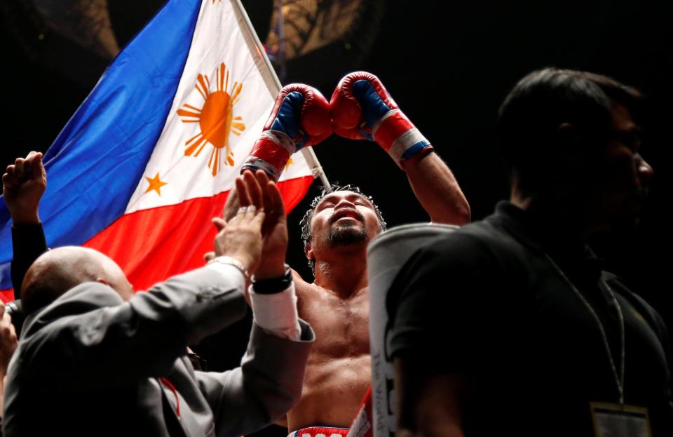 Pacquiao delivered the devastating winning blow in the seventh round